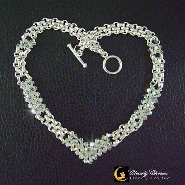 Silver Look necklace with Swarovski