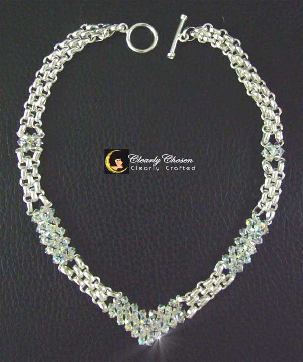 Silver Look necklace with Swarovski