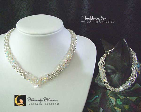 Silver Look jewelry set with Swarovski