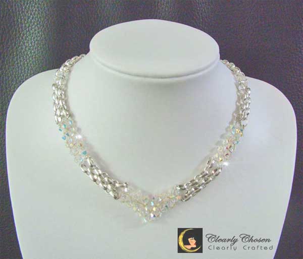 Silver Look necklace with Swarovski