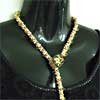 Floral Gold beaded crochet lariat necklace