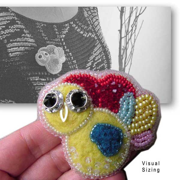 Sunshine beaded felted brooch