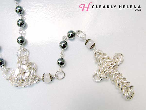 Hematite and Moonstone handmade rosary