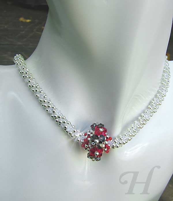 crochet beaded necklace with Swarovski