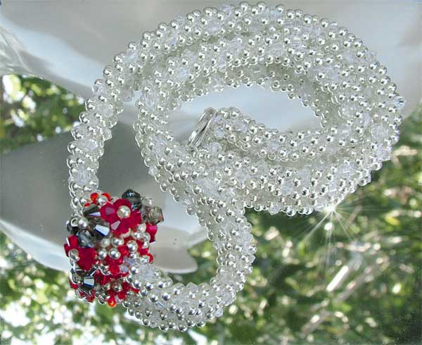 crochet beaded necklace with Swarovski