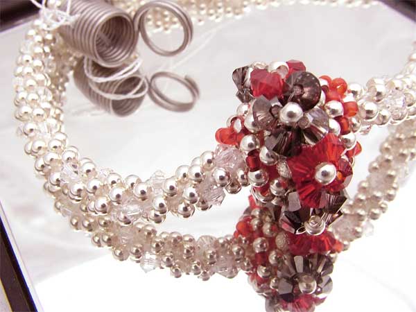 crochet beaded necklace with Swarovski