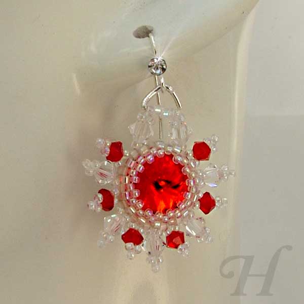 Red Sun earrings with Swarovski Rivoli