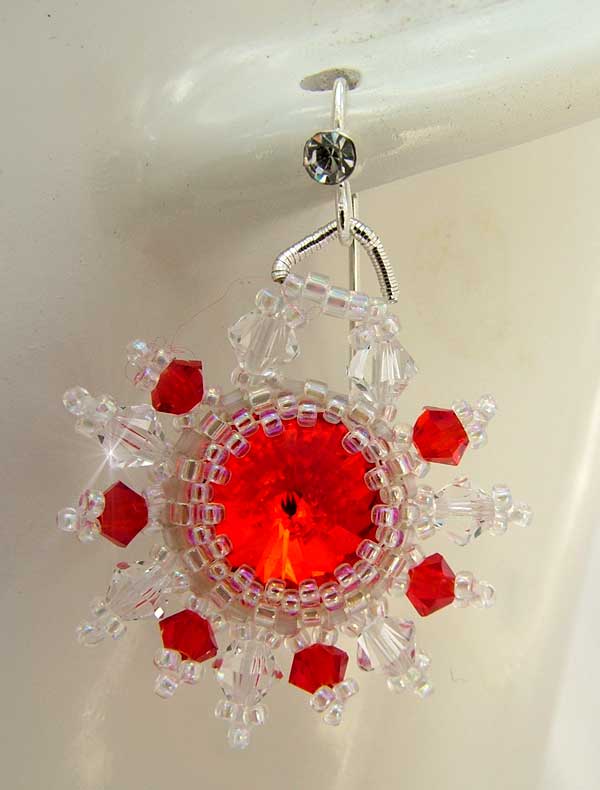 Red Sun earrings with Swarovski Rivoli