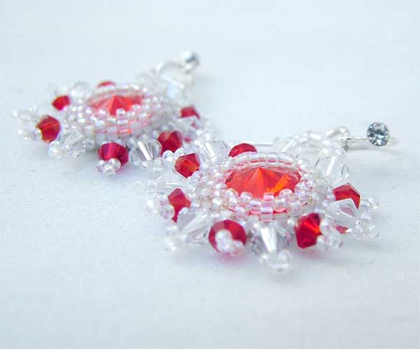 Red Sun earrings with Swarovski Rivoli