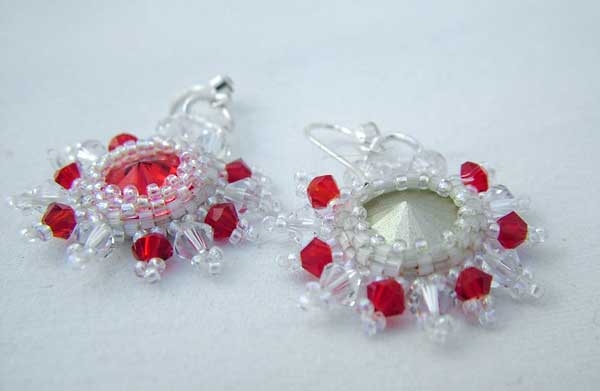 Red Sun earrings with Swarovski Rivoli