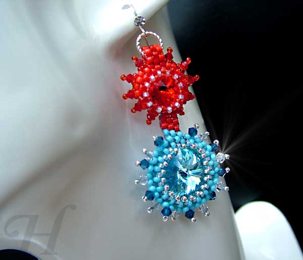 Fire and Water rivoli Swarovski earrings