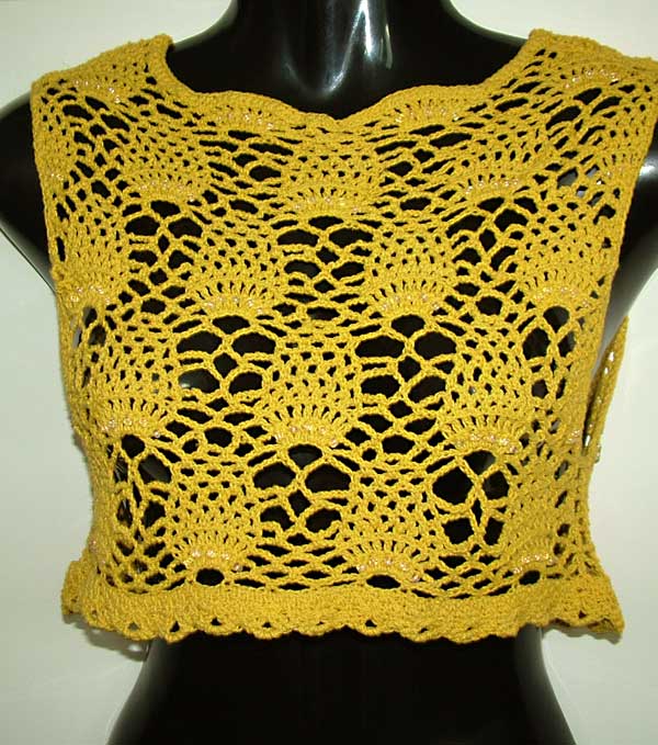 Beaded Pineapple Open Crochet work crop top