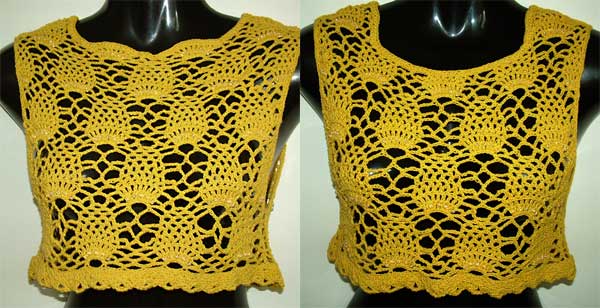 Beaded Pineapple Open Crochet work crop top