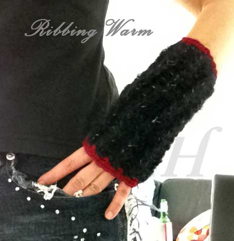 Ribbing Warm Crochet Fingerless Gloves Hand Warmers