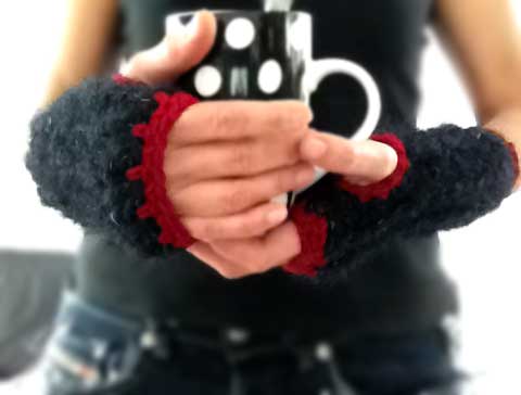 Ribbing Warm Crochet Fingerless Gloves Hand Warmers