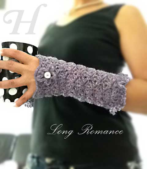 Long Romance Crochet Fingerless Gloves Hand Warmers