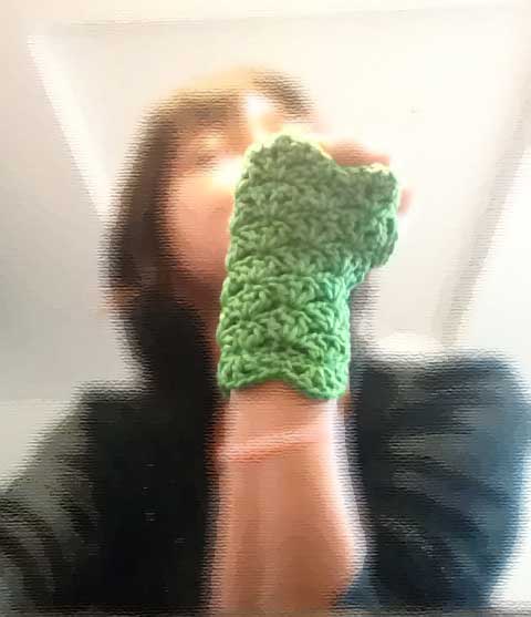 Lacy Green Crochet Fingerless Gloves Hand Warmers