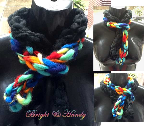 Bright and Handy finger knitted woolen scarf