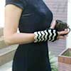 Black and White Crochet Fingerless Gloves