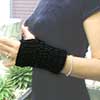 Black Textured Crochet Fingerless Gloves