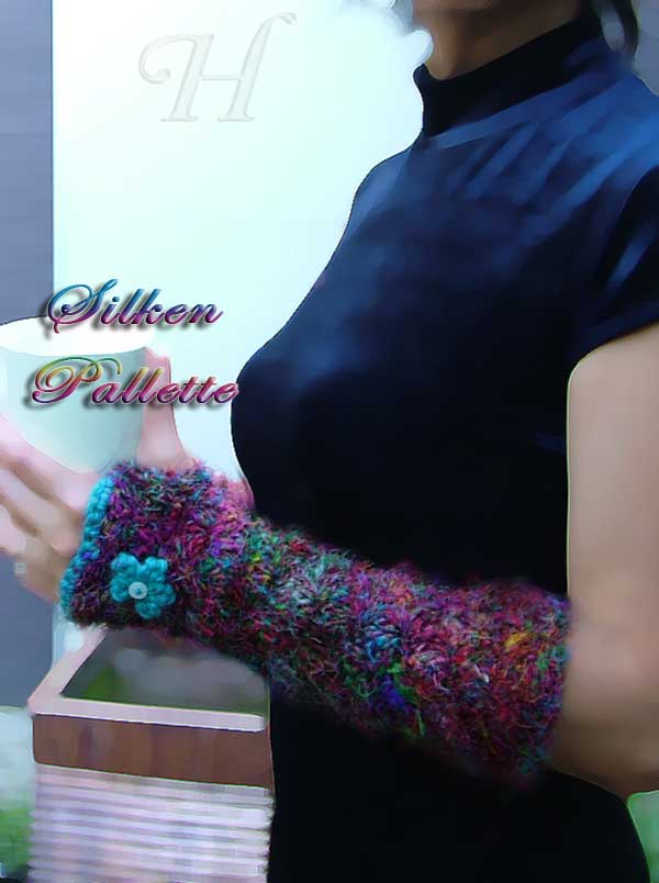 Silken Pallette Crochet Fingerless Gloves Hand Warmers