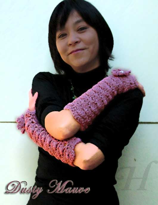 Dusty Mauve Crochet Fingerless Gloves Hand Warmers