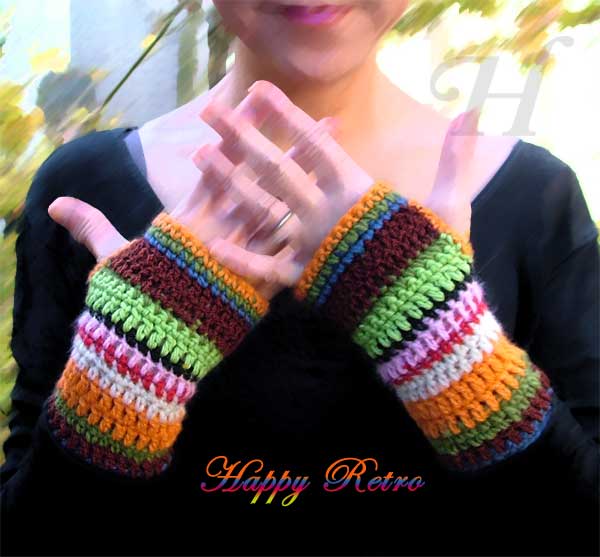 Handmade Fingerless Gloves Handwarmers Black Grey White SRA Crochet Ladies