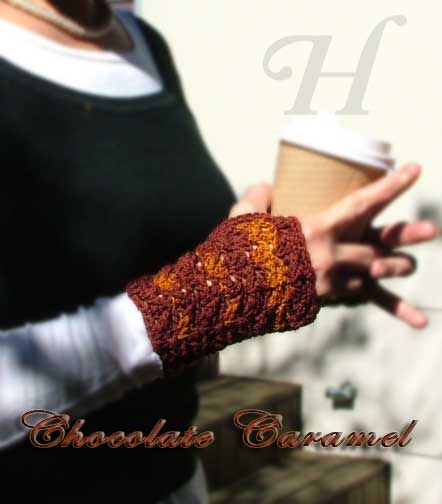 Chocolate Caramel Crochet Fingerless Gloves Hand Warmers