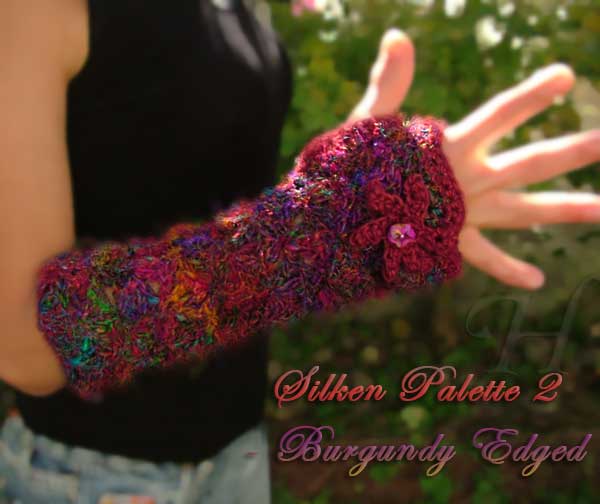 Silken Palette 2 Crochet Fingerless Gloves Hand Warmers