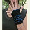 Black and Teal Crochet Fingerless Gloves