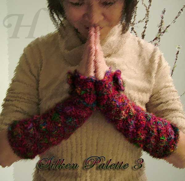 Silken Pallette Crochet Fingerless Gloves Hand Warmers