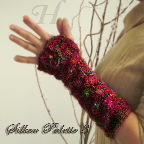 Silken Pallette Crochet Fingerless Gloves Hand Warmers