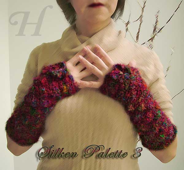 Silken Pallette Crochet Fingerless Gloves Hand Warmers