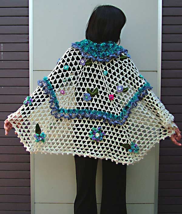 handmade flower crochet shawl