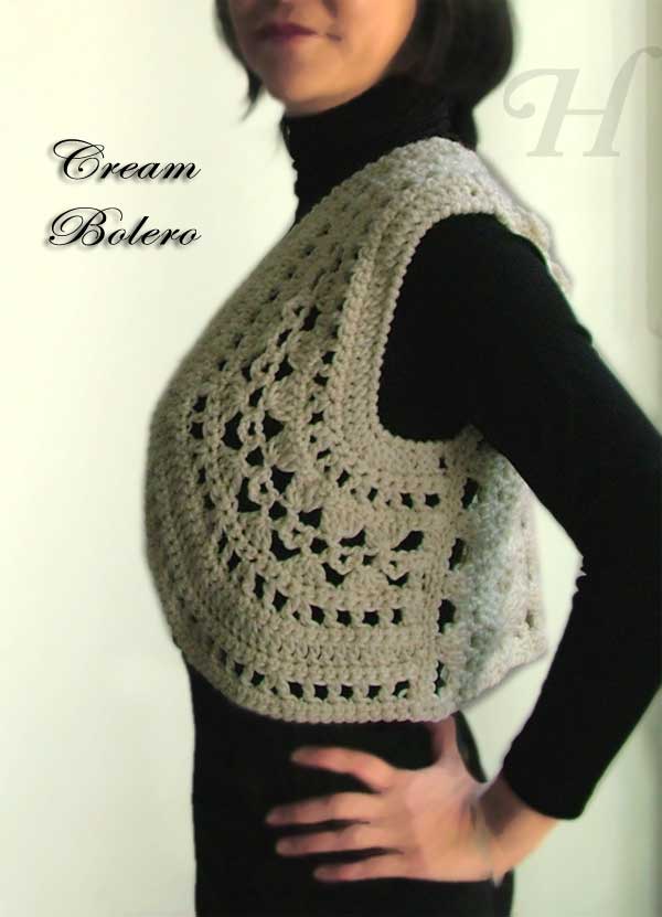 Cream Bolero - crochet style top