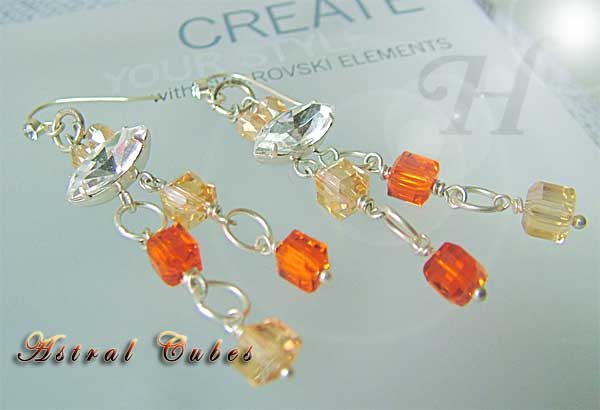 Astral Cube Swarovski Handmade Earrings