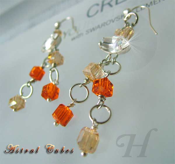 Astral Cube Swarovski Handmade Earrings