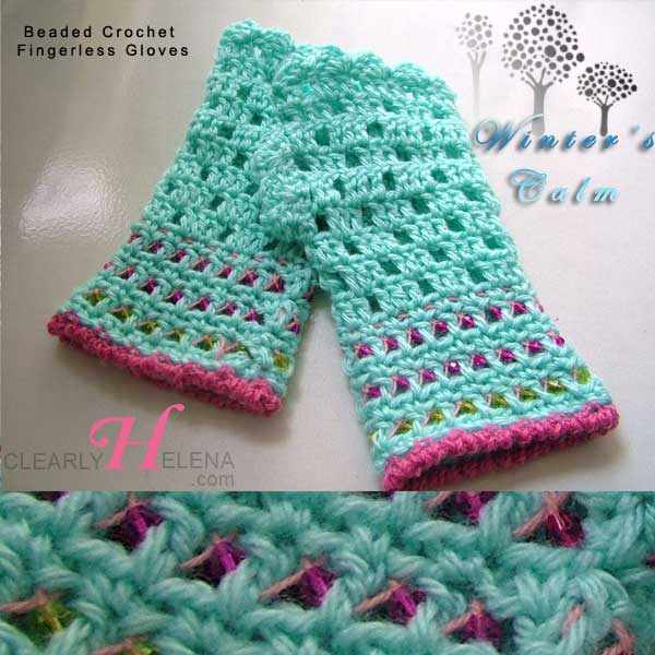 Beaded Crochet Fingerless Gloves