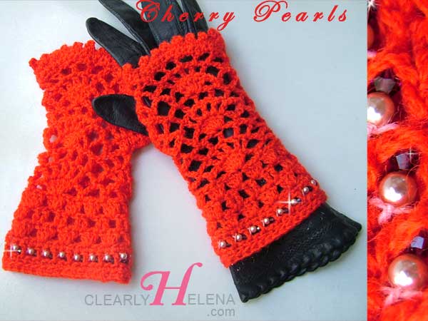 Beaded Crochet Fingerless Gloves