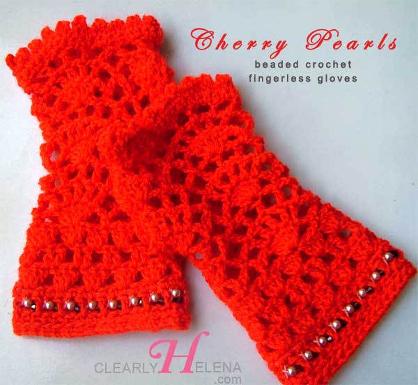 Beaded Crochet Fingerless Gloves