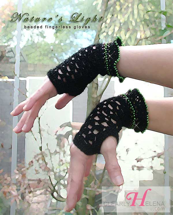 Beaded Crochet Fingerless Gloves