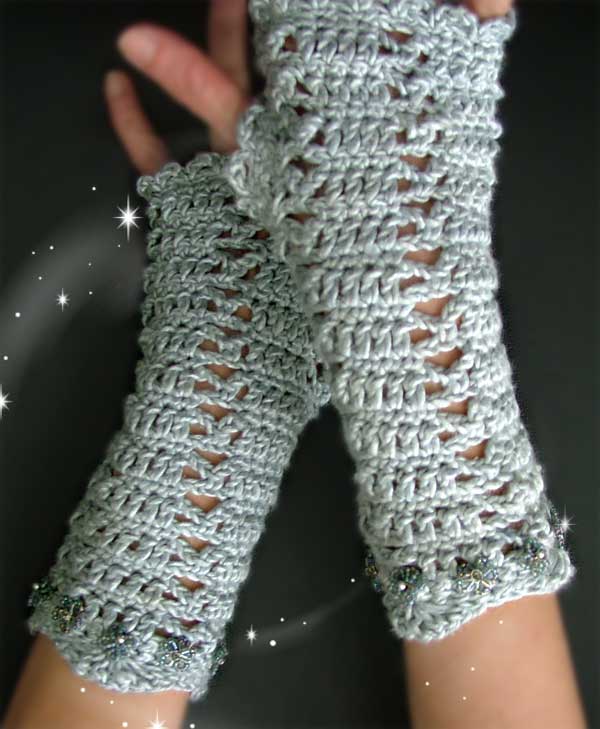 Beaded Crochet Scarf and Gloves set