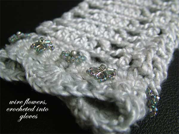 Beaded Crochet Scarf and Gloves set