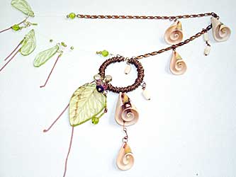 necklace with half-drilled beads