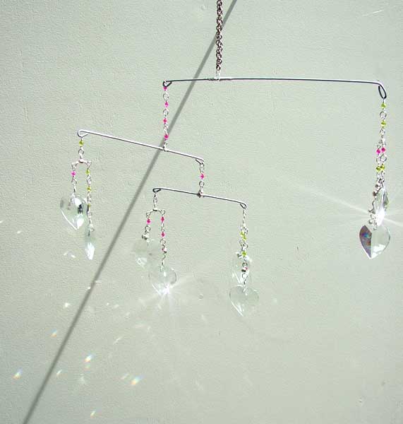 Mobile Suncatcher with Heart Crystals