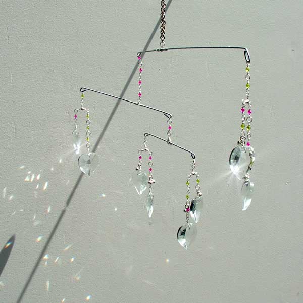 Mobile Suncatcher with Heart Crystals