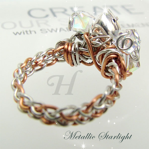 Metallic Starlight Swarovski Wire Wrapped Jewelry Ring