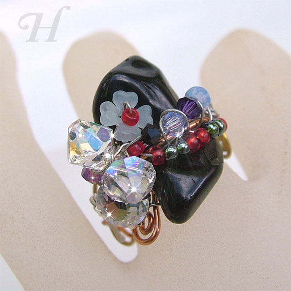 Black Onyx Wire Wrapped Jewelry Ring Black Onyx Wire Wrapped Jewelry Ring