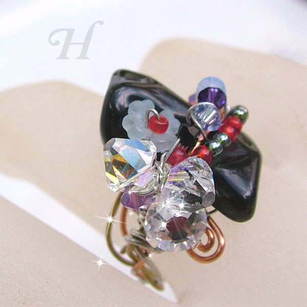 Black Onyx Wire Wrapped Jewelry Ring ch0240 Black Onyx Wire Wrapped Jewelry Ring
