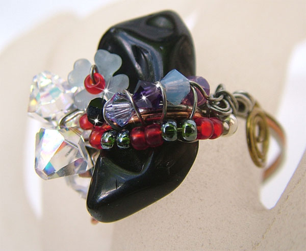 Black Onyx Wire Wrapped Jewelry Ring ch0240 Black Onyx Wire Wrapped Jewelry Ring